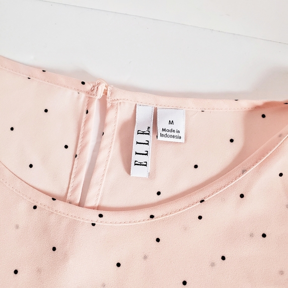 ELLE Pink Dotted Bell Sleeve Blouse M - Picture 3 of 6